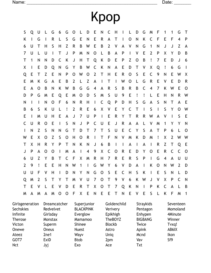 Kpop Word Search