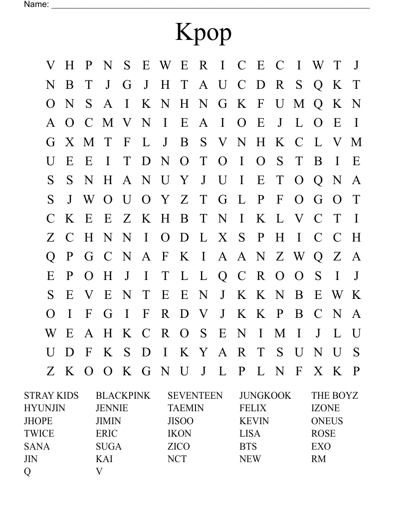Kpop Word Search