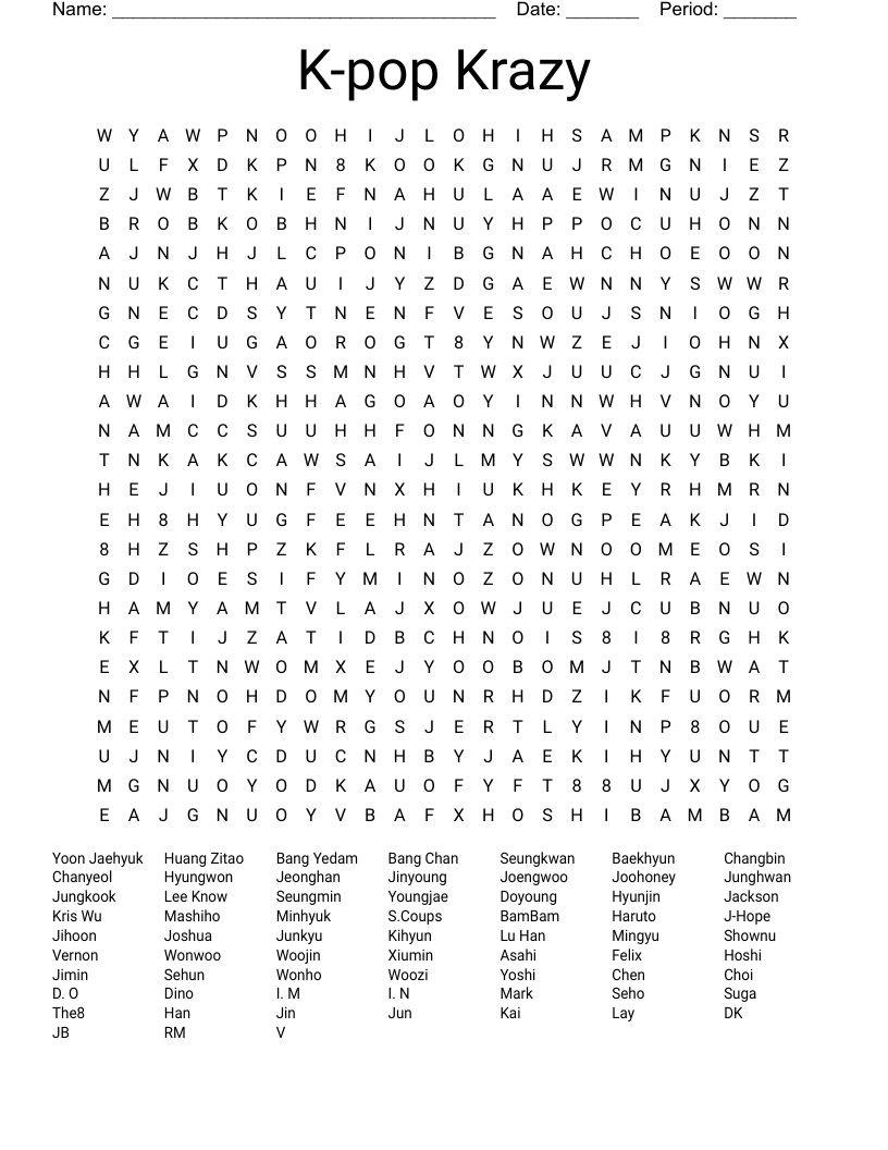 K-pop Krazy  Word Search