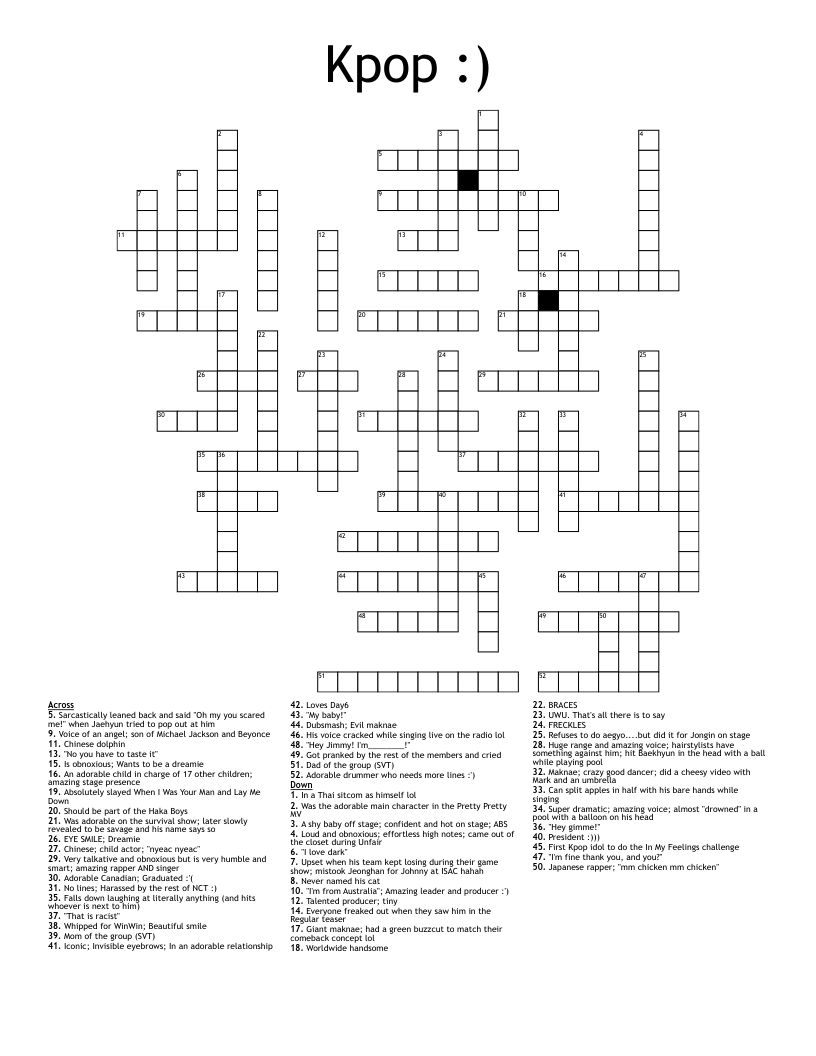 Kpop :) Crossword