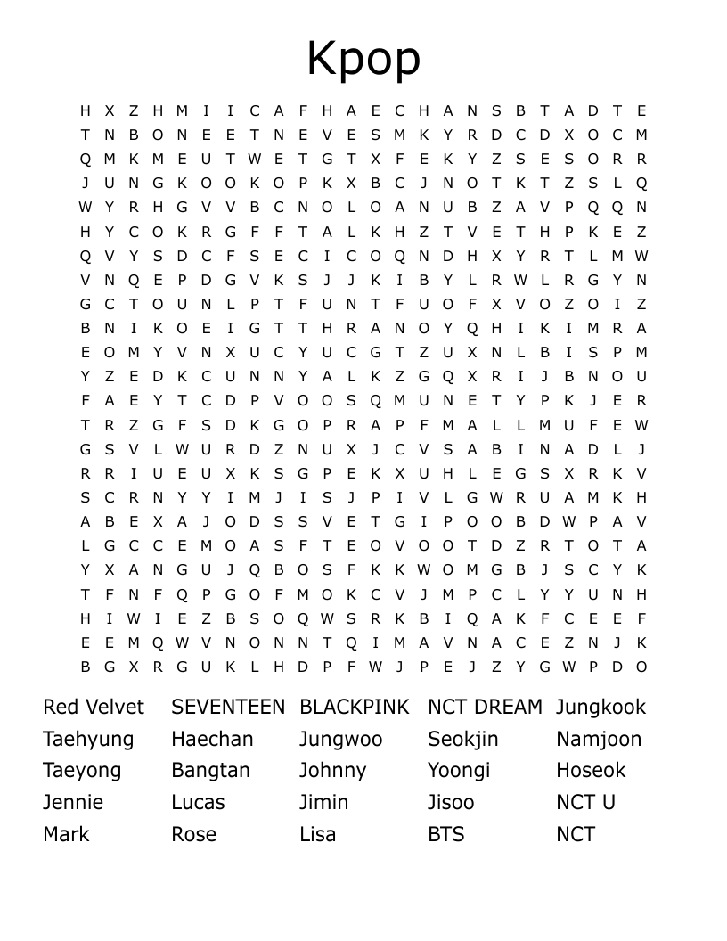 Kpop  Word Search
