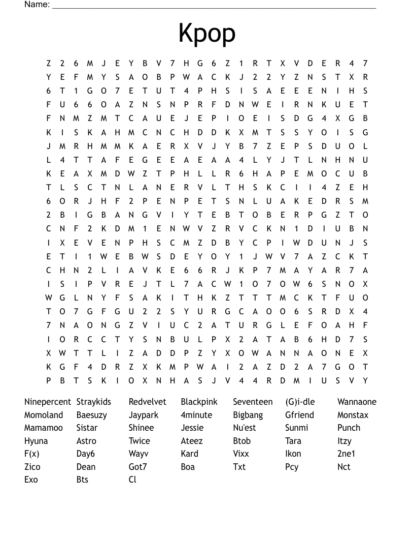 Kpop  Word Search