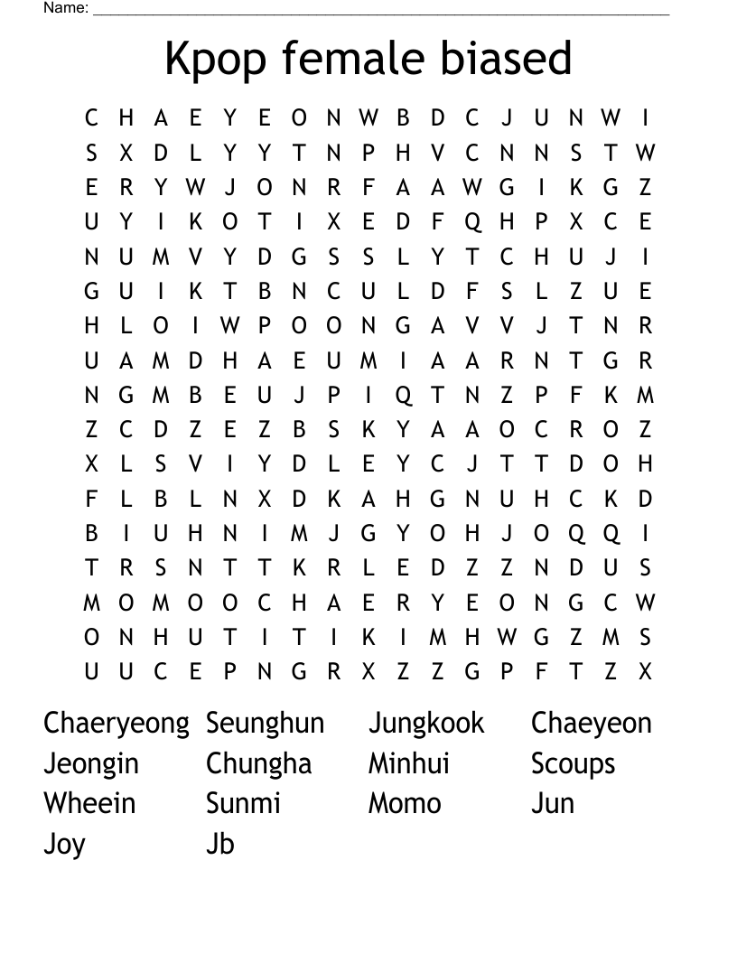Kpop female biased Word Search