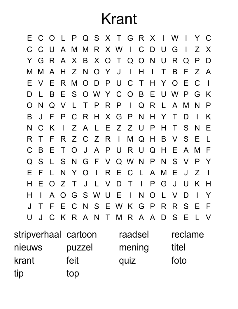 Krant Word Search