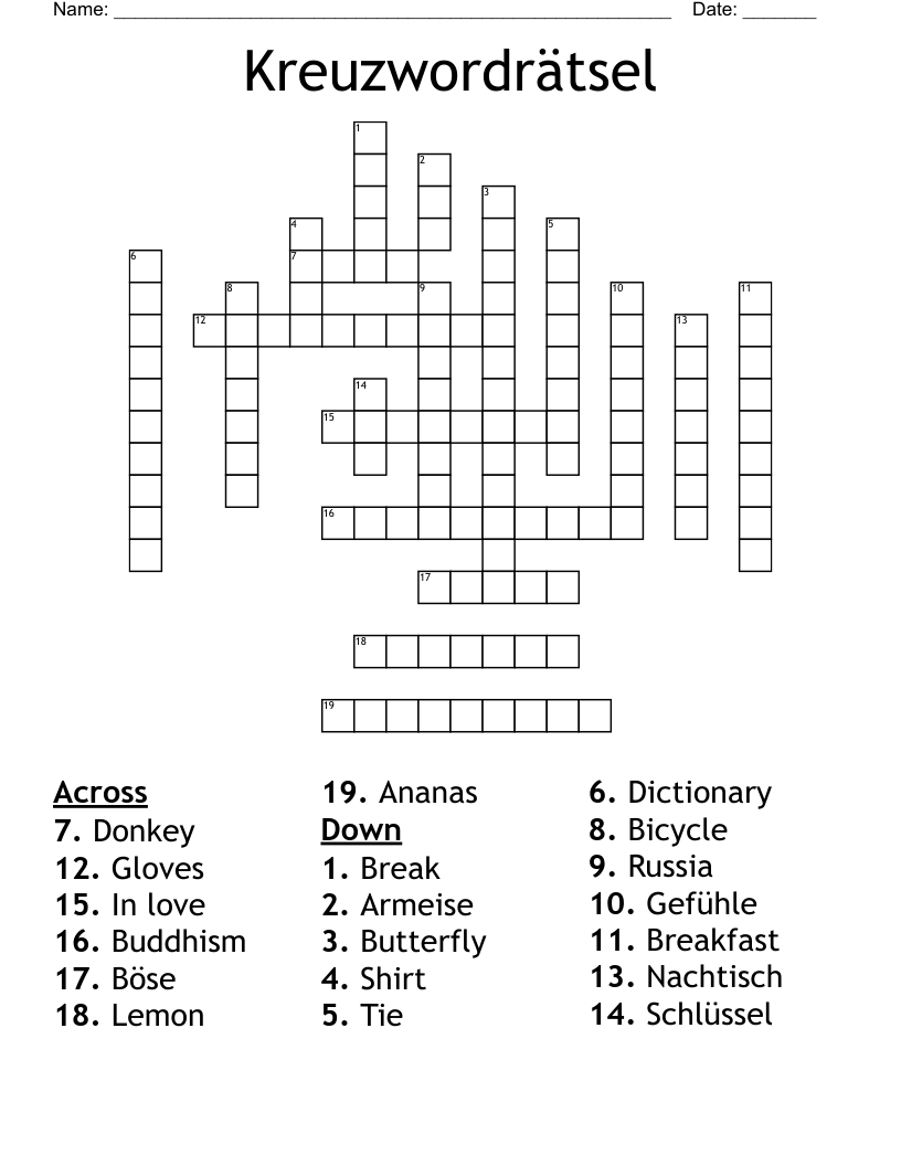 Kreuzwordrätsel  Crossword