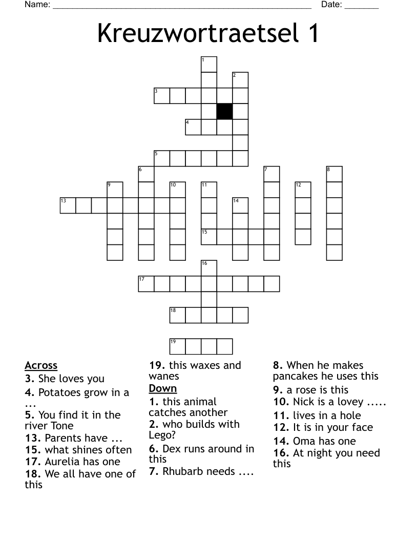 Kreuzwortraetsel 1 Crossword