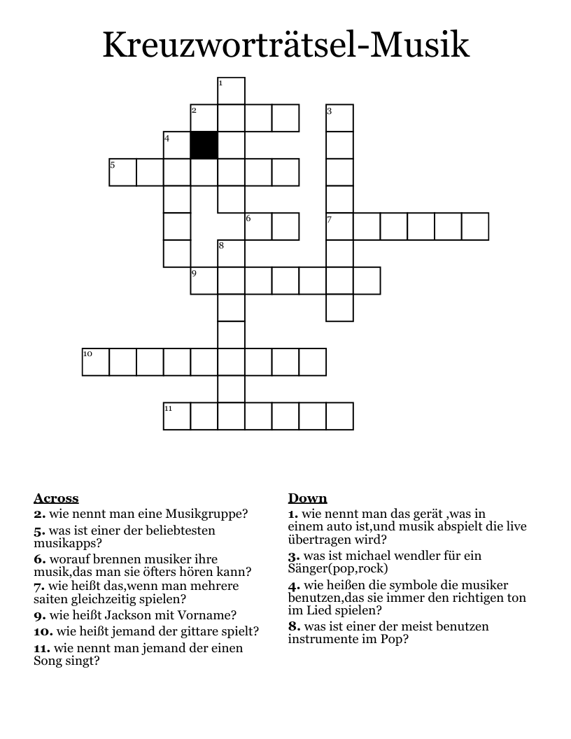 Kreuzworträtsel-Musik Crossword