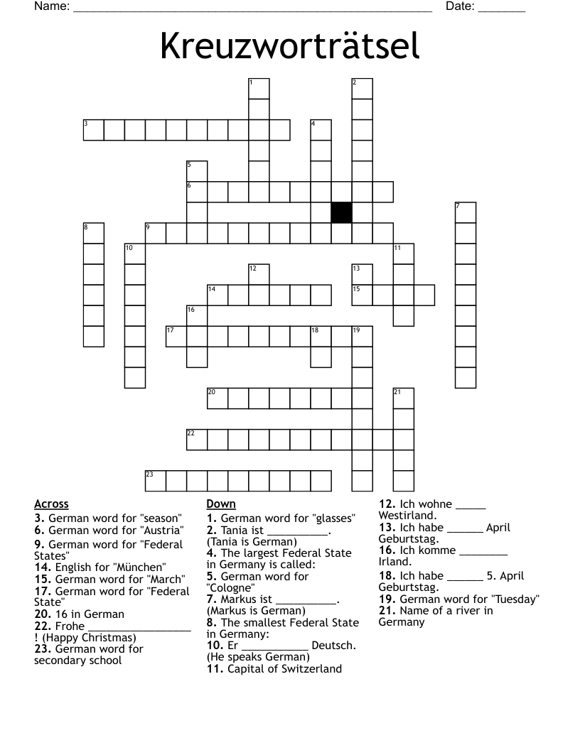 Kreuzworträtsel Crossword