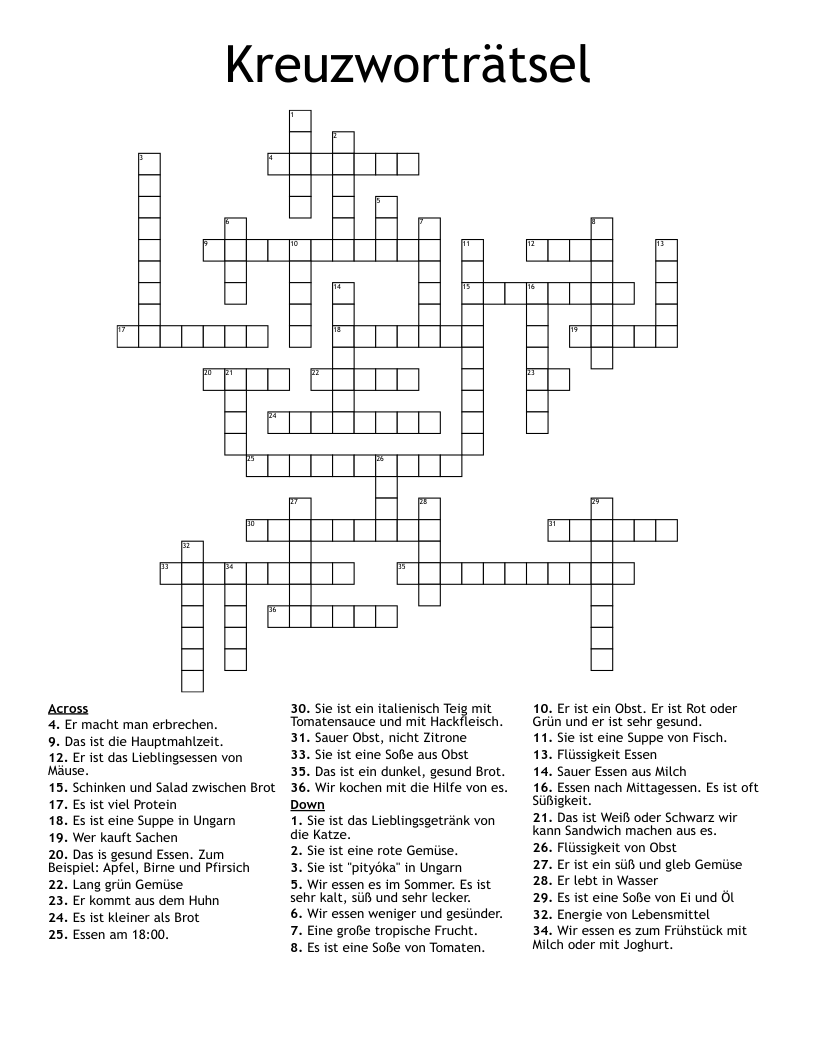 Kreuzworträtsel Crossword