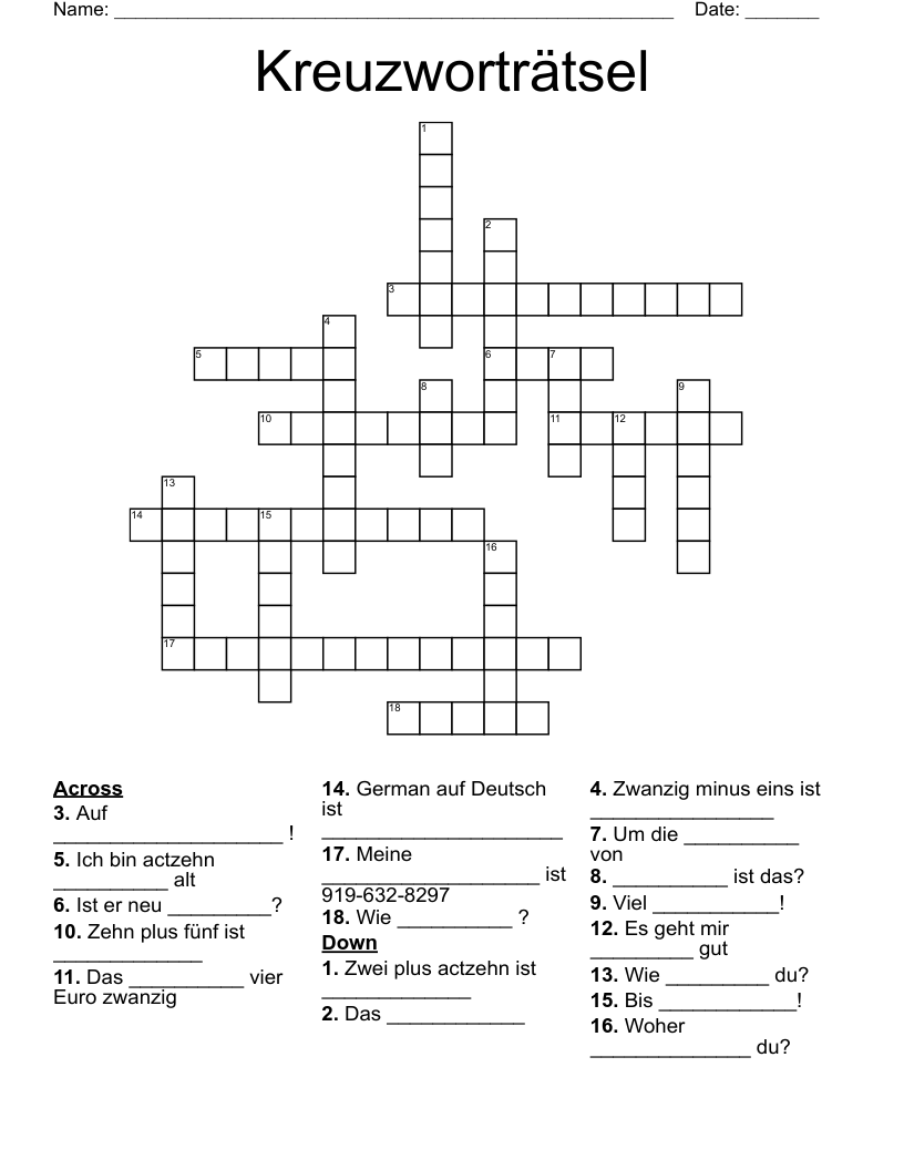 Kreuzworträtsel Crossword