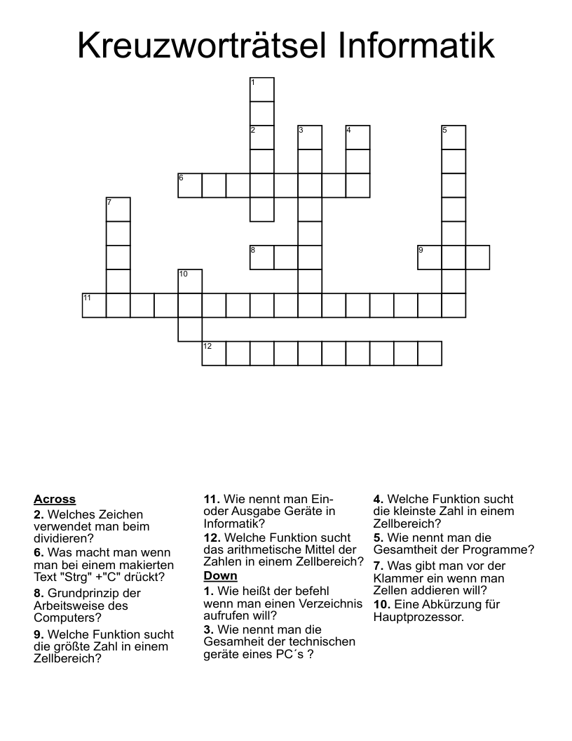 Kreuzworträtsel Informatik  Crossword