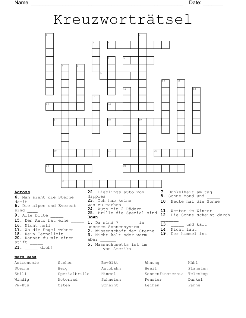Kreuzworträtsel  Crossword