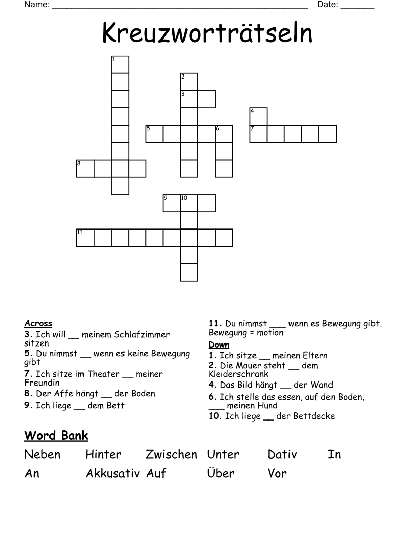 Kreuzworträtseln Crossword