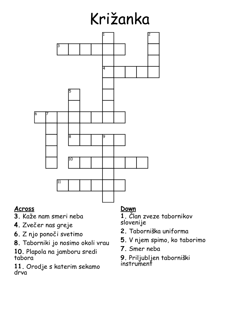 Križanka Crossword