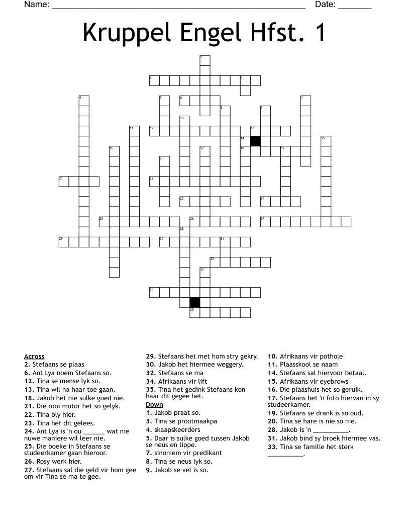 Kruppel Engel Hfst. 1 Crossword