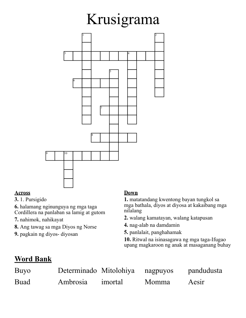 Krusigrama Crossword