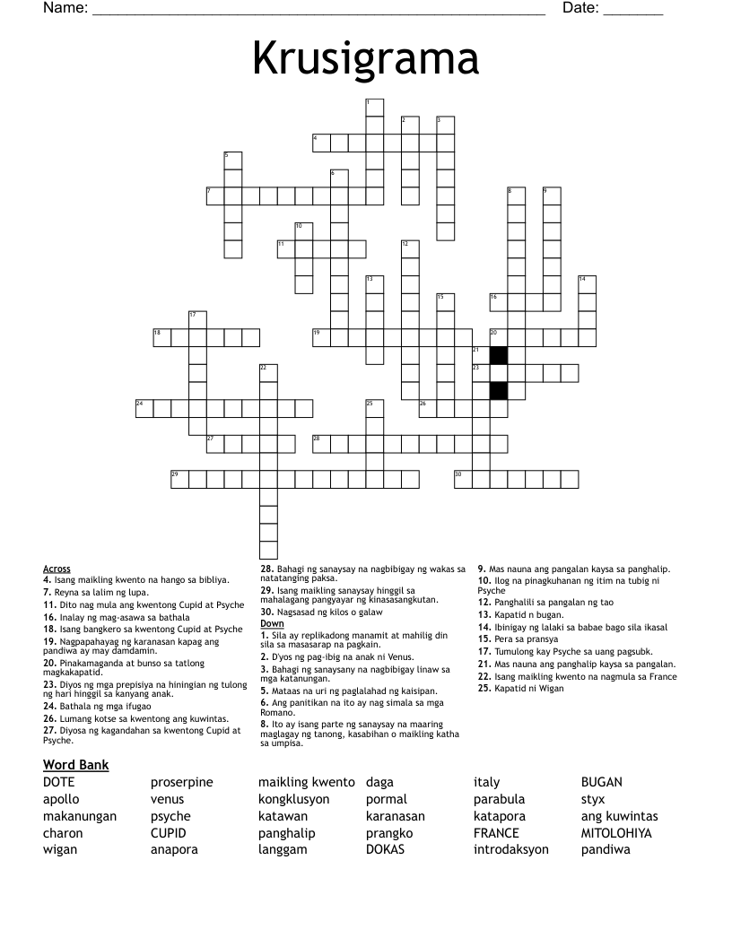 Krusigrama Crossword