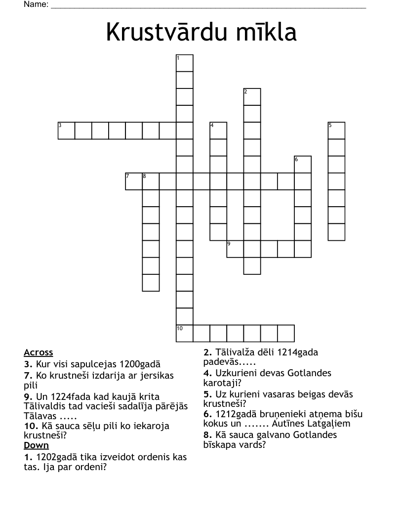 Krustvārdu mīkla Crossword