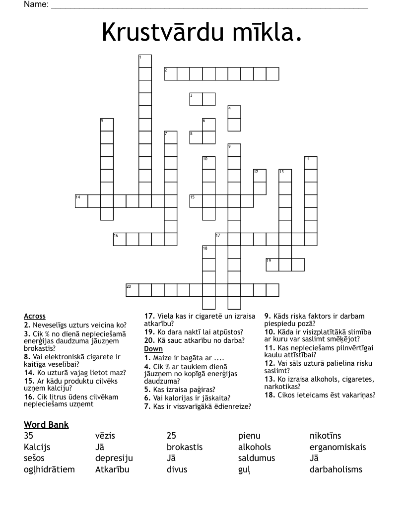 Krustvārdu mīkla. Crossword