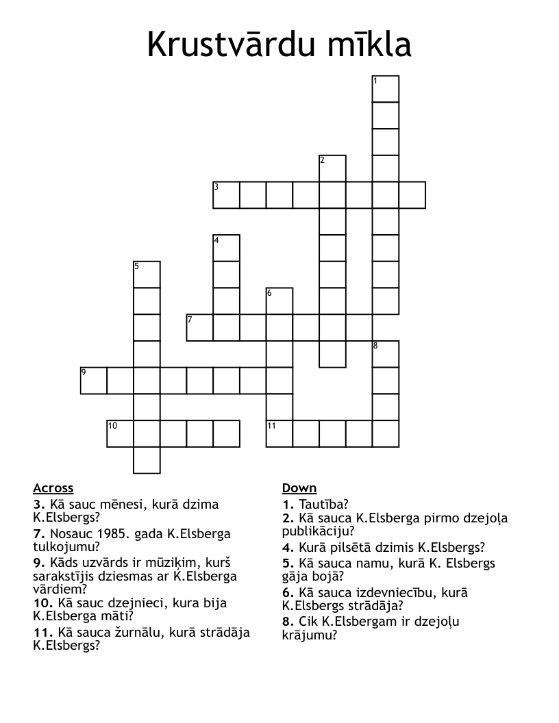 Krustvārdu mīkla Crossword