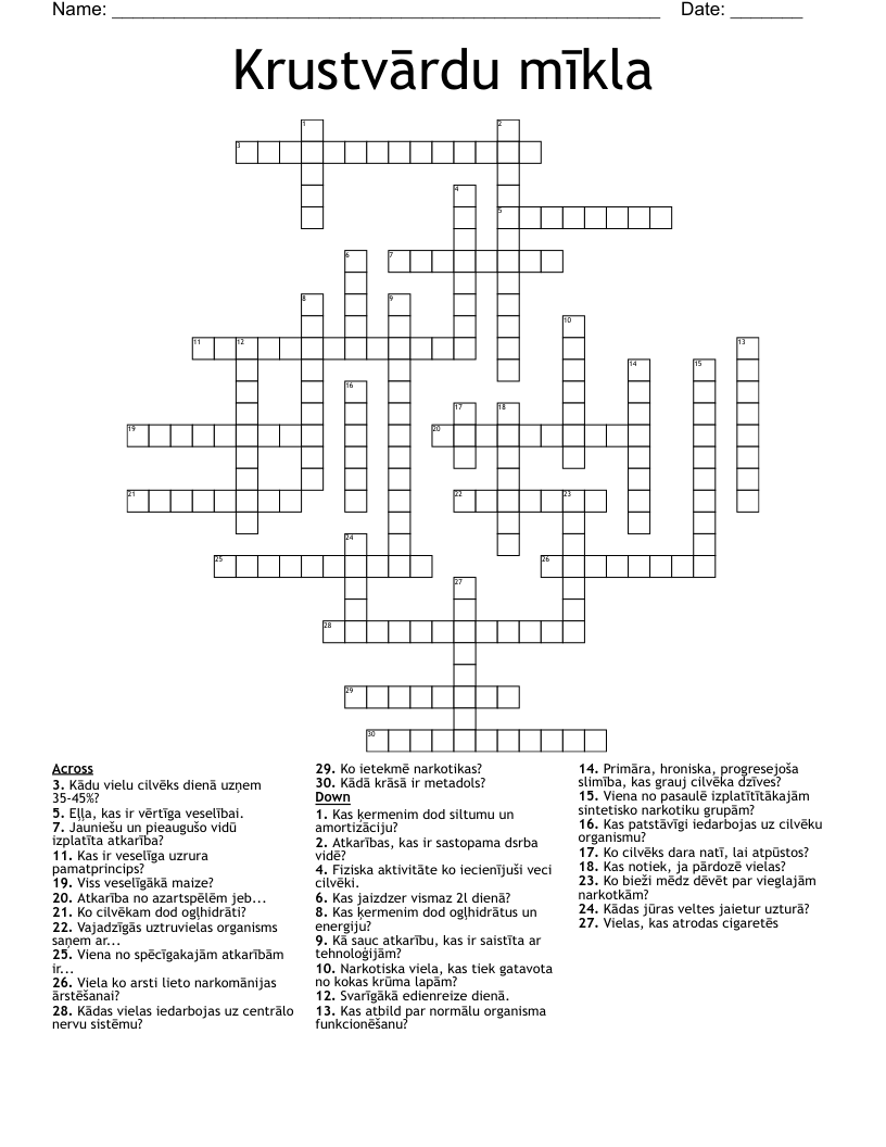 Krustvārdu mīkla Crossword