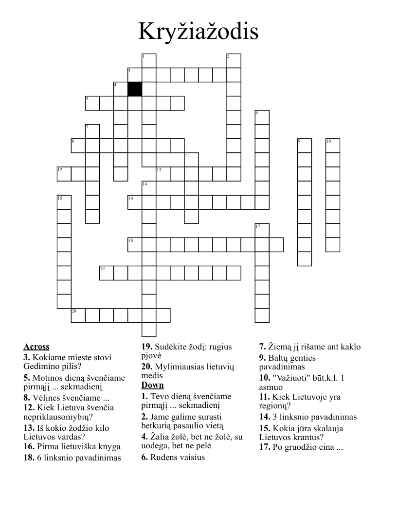 Kryžiažodis Crossword
