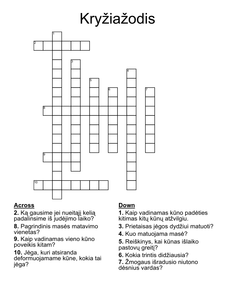 Kryžiažodis Crossword
