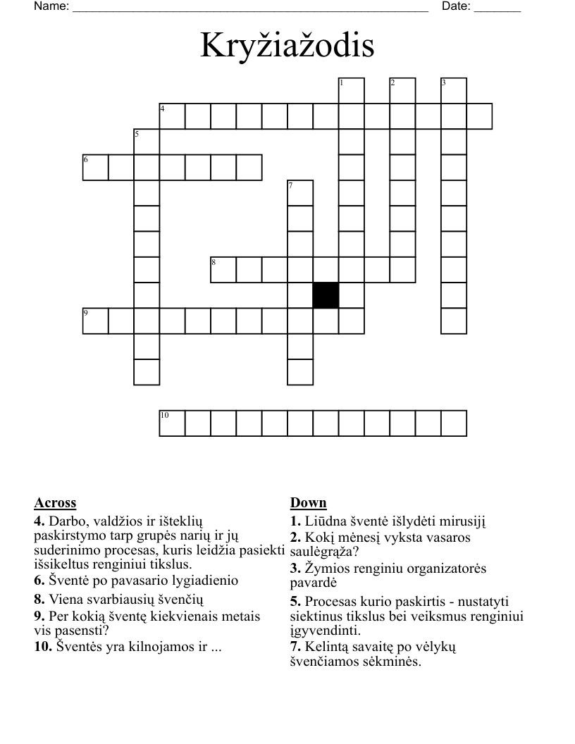 Kryžiažodis Crossword