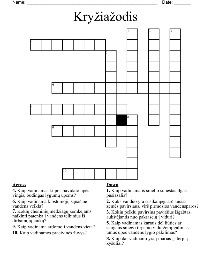 Kryžiažodis Crossword