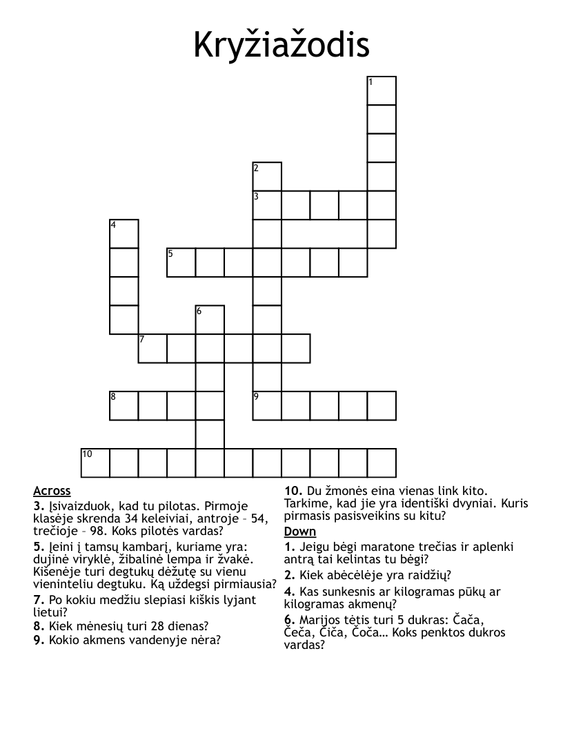Kryžiažodis Crossword