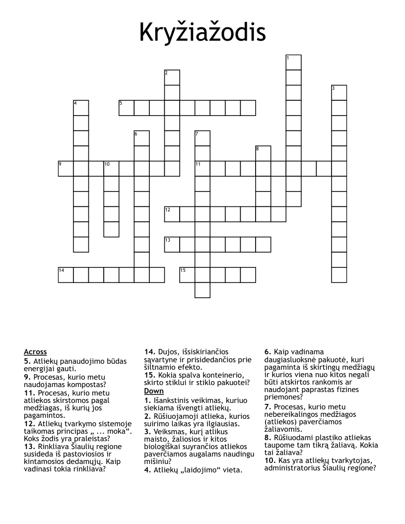 Kryžiažodis Crossword