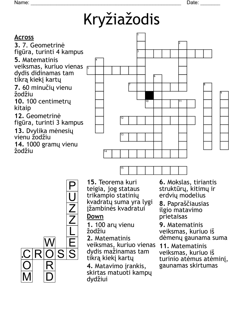 Kryžiažodis Crossword
