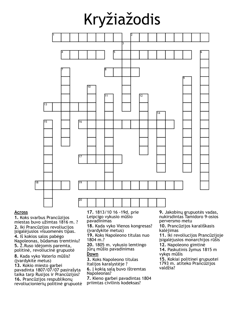 Kryžiažodis Crossword