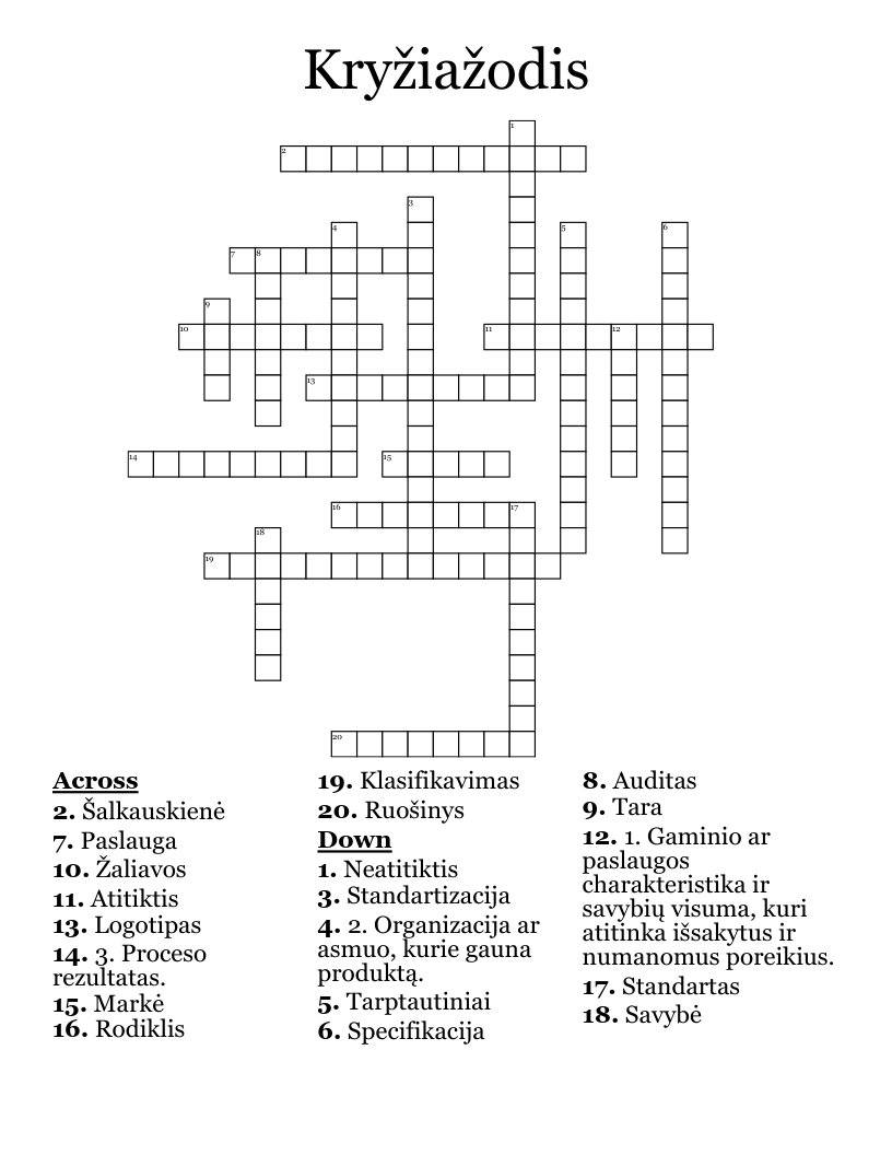 Kryžiažodis Crossword