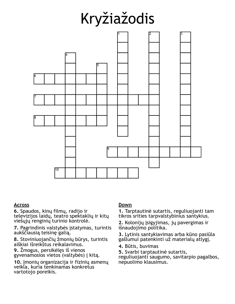 Kryžiažodis Crossword