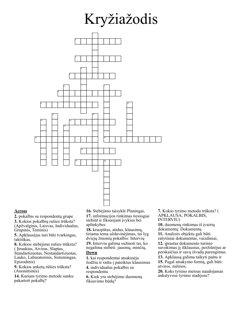 Kryžiažodis Crossword