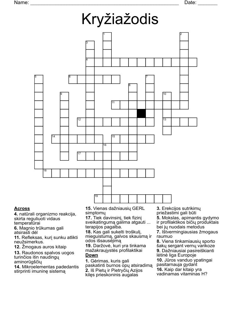 Kryžiažodis Crossword