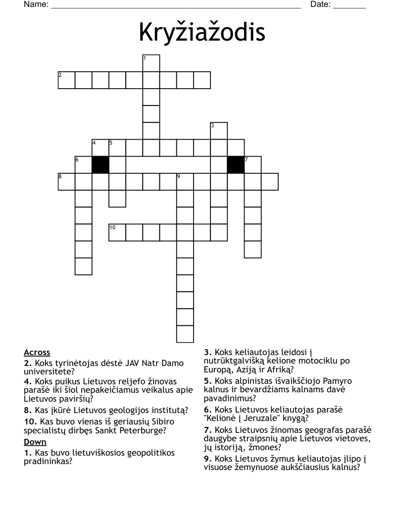 Kryžiažodis Crossword