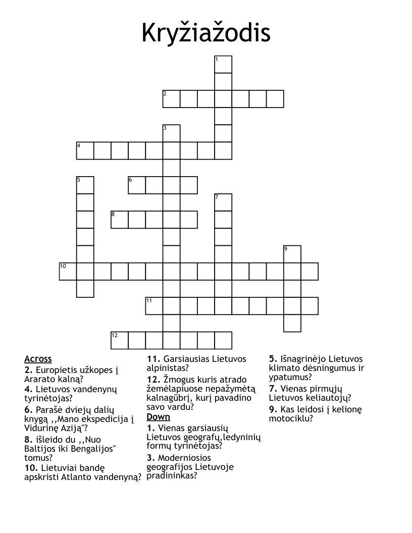 Kryžiažodis Crossword