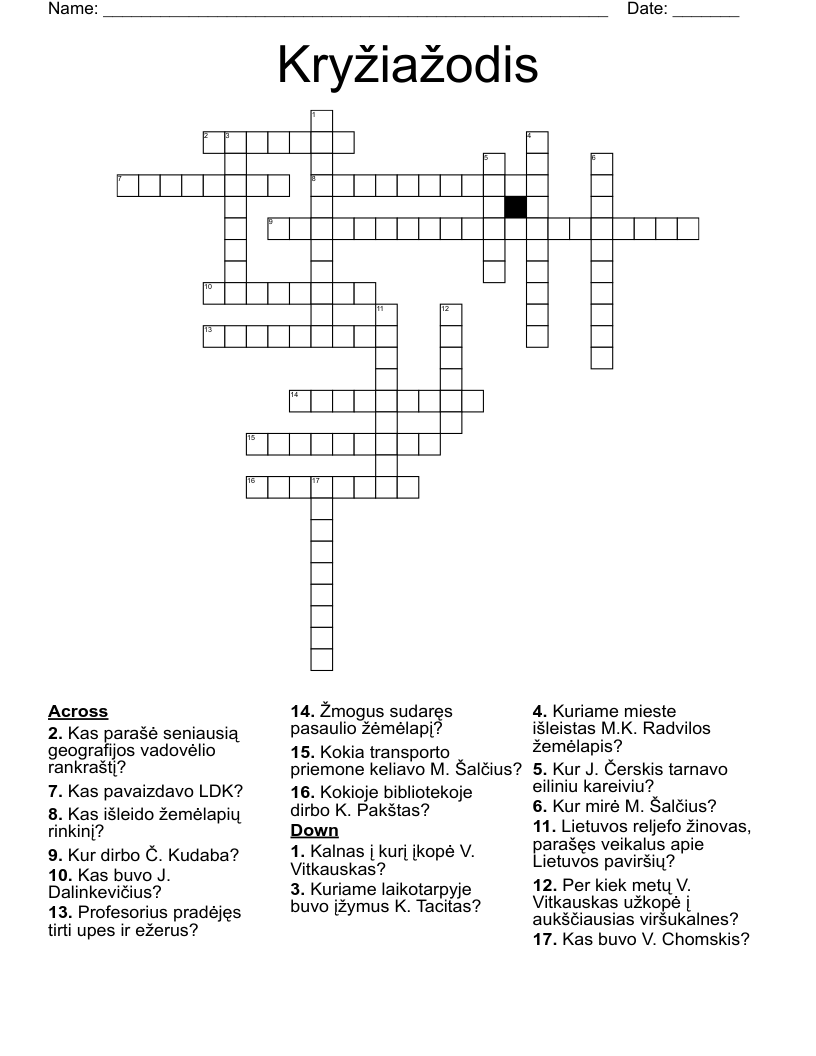 Kryžiažodis Crossword