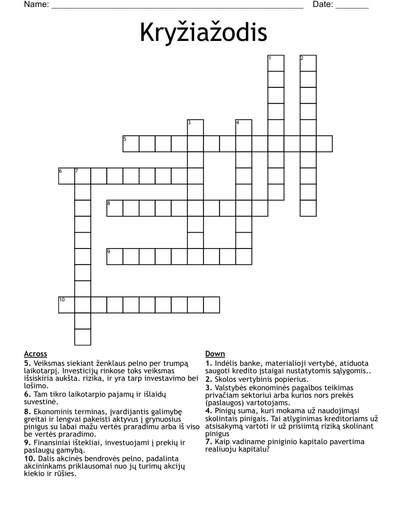 Kryžiažodis  Crossword