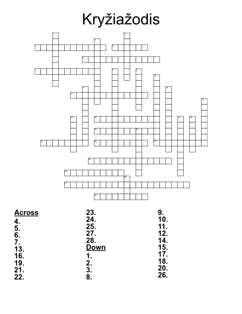 Kryžiažodis  Crossword