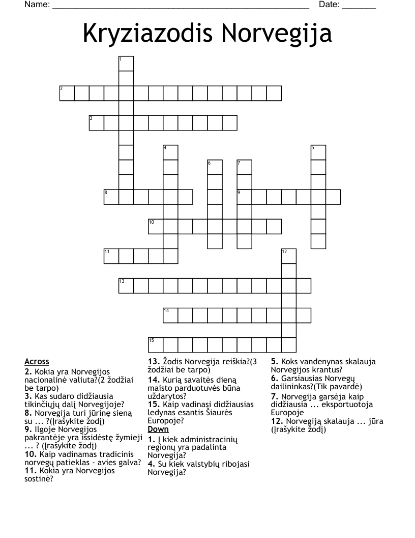 Kryziazodis Norvegija Crossword