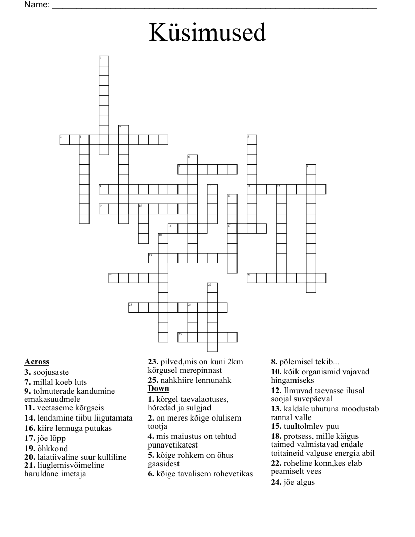 Küsimused Crossword