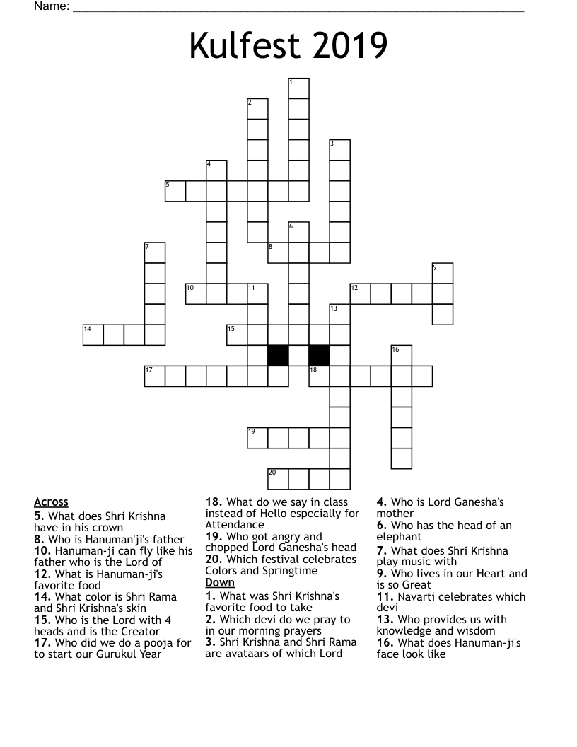 Kulfest 2019 Crossword