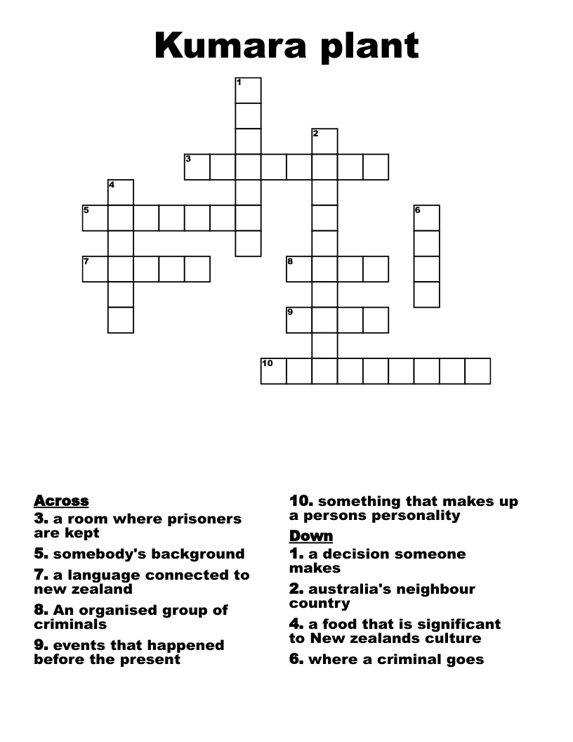 Kumara plant Crossword