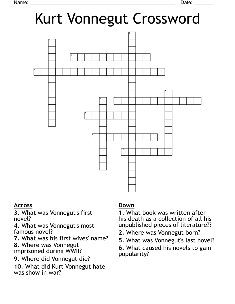 Kurt Vonnegut Crossword