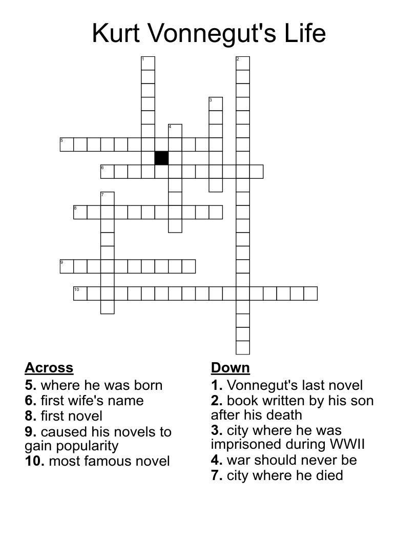 Kurt Vonnegut's Life Crossword