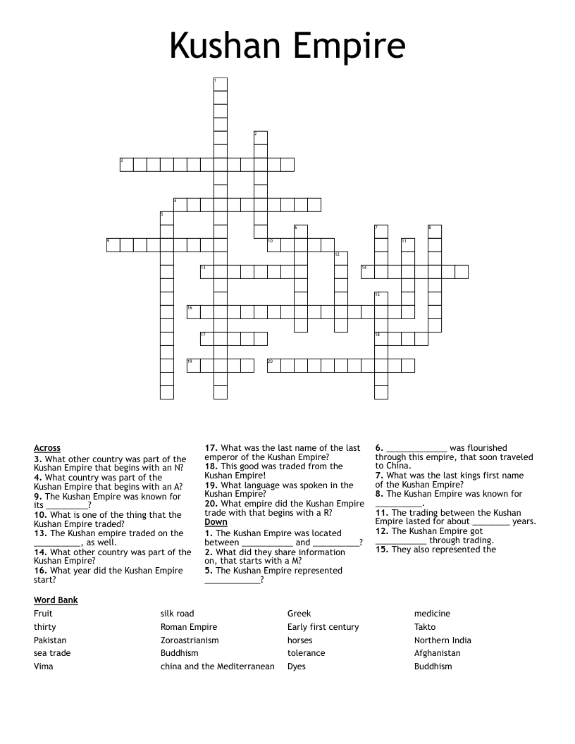 Kushan Empire Crossword