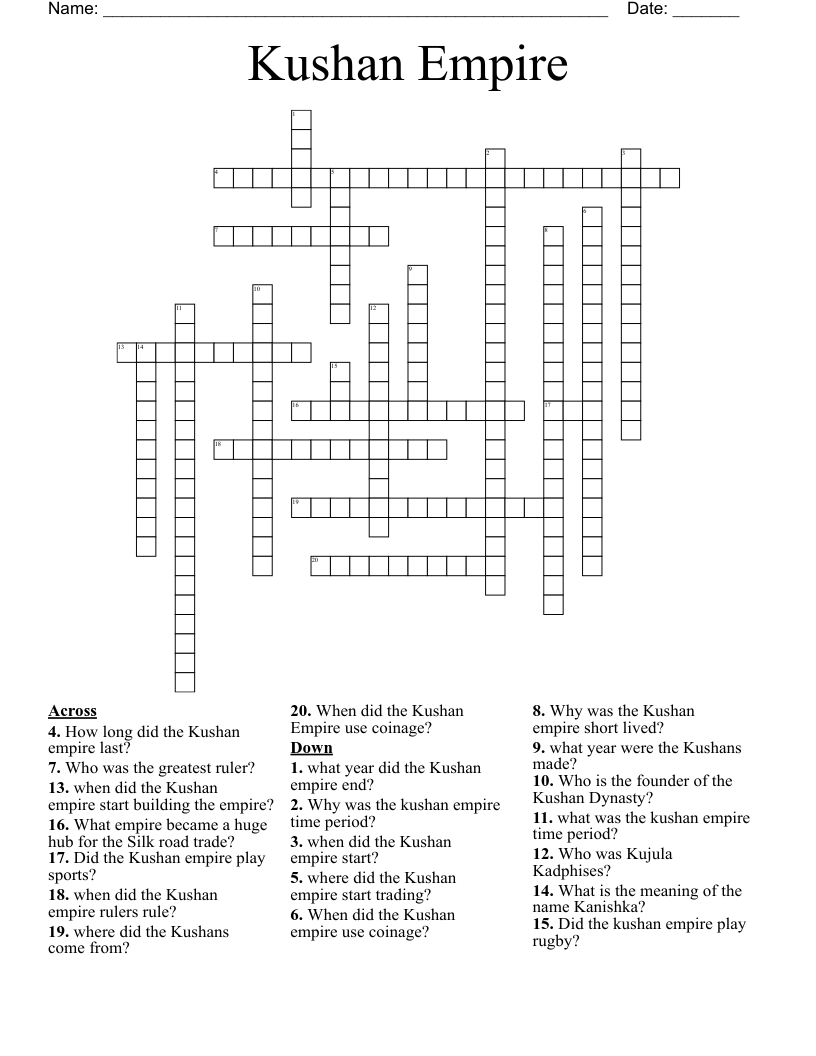 Kushan Empire Crossword
